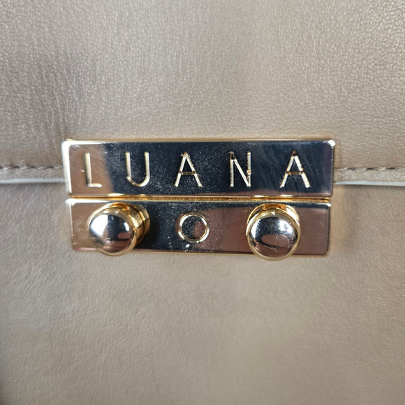 LUANA Beige White Gold Hardware Adjustable Strap Italy Leather Crossbody Bag - Picture 2 of 16